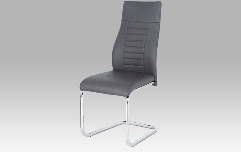 Autronic Jedálenská stolička, sivá koženka / chróm HC-955 GREY